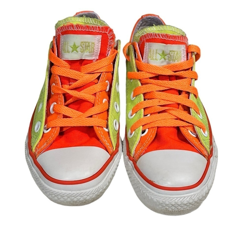 Converse All Stars Unisex Neon Yellow/Orange Double Tongue Sz 5 Women’s/3 Men’s - Picture 8 of 9